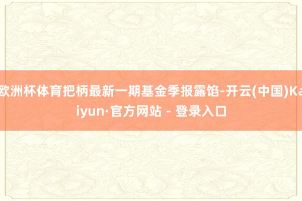 欧洲杯体育把柄最新一期基金季报露馅-开云(中国)Kaiyun·官方网站 - 登录入口