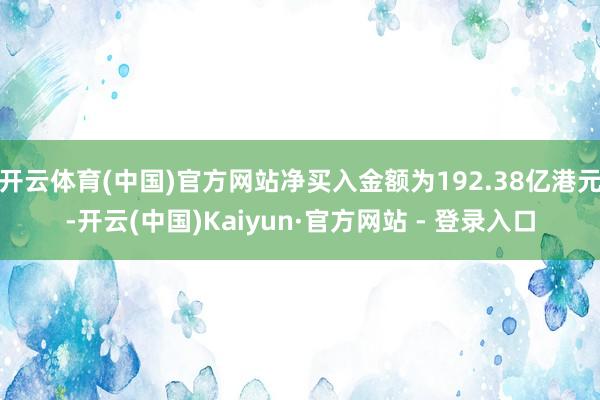 开云体育(中国)官方网站净买入金额为192.38亿港元-开云(中国)Kaiyun·官方网站 - 登录入口