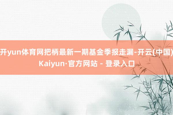 开yun体育网把柄最新一期基金季报走漏-开云(中国)Kaiyun·官方网站 - 登录入口